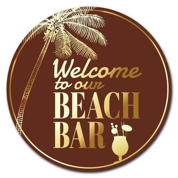 Signmission Beach Bar Circle Corrugated Plastic Sign C-24-CIR-WS-Beach bar